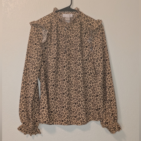 Rachel Parcell Leopard Print Ruffle Blouse - Picture 2 of 7